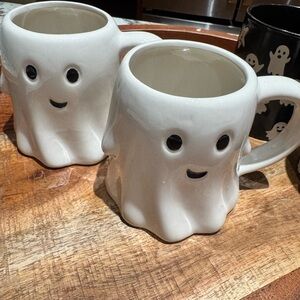 2 Ghostly White Ceramic Mug Set